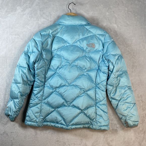 The North Face youth girls Turquoise full zip puffer 2 pocket jackets X-Large - Picture 2 of 12